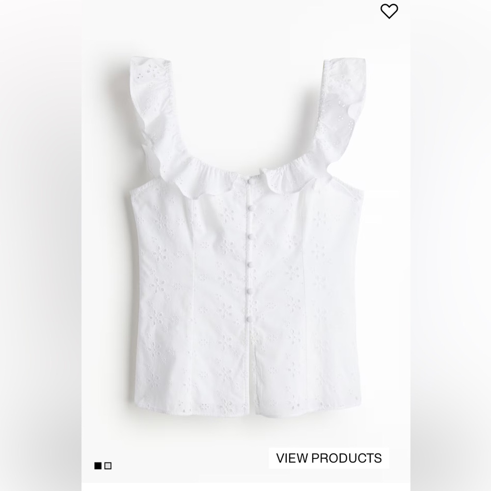 H&M White Eyelet Vest Tank Top with Ruffle Sleeves made in India - Picture 3 of 4
